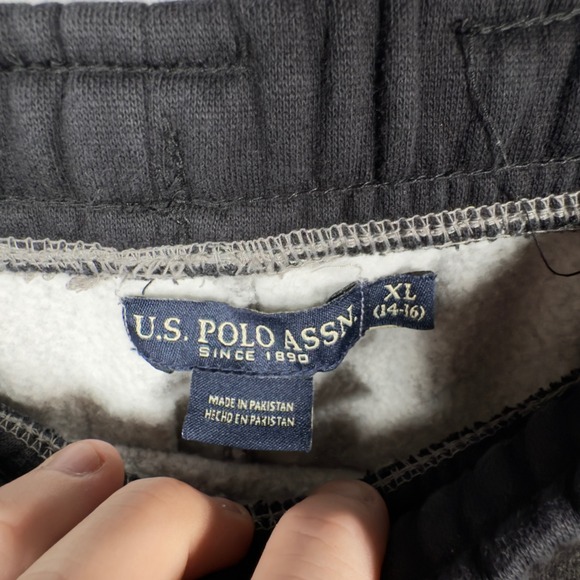 US Polo Assn Sweatpants Joggers Gray Black Logo Print Youth XL 14 16 - Picture 3 of 6